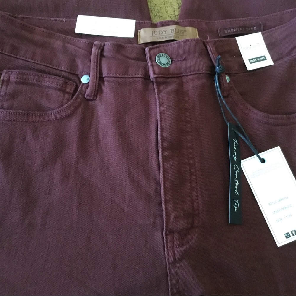 Judy Blue High waisted; Tummy control, garment died, crop jeans